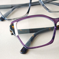 Lunettes optiques en acétate d'oeil de chat à la mode montures de lunettes de couleur populaires avec type de motif solide de stratification