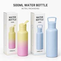 Bouteille isotherme en acier inoxydable colorée de 500 ml, nouvelle arrivée, pour enfants, utilisation en extérieur, grande capacité, portable, écologique