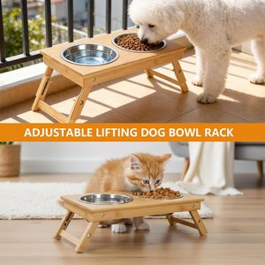 Tempat Makan Anjing Portabel dari Bambu yang Dapat Disesuaikan, Tahan Lama, dan Dapat Ditinggikan untuk Dalam dan Luar Ruangan - Product Image 4