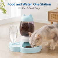 Distributeur automatique de nourriture et d'eau pour animaux de compagnie 2-en-1 en plastique 2,2 L, fonctionnement manuel par gravité, station d'alimentation pour chats et chiens