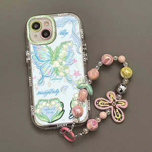 Custodia per telefono antiurto di lusso con design a farfalla <span class=keywords><strong>rosa</strong></span> cartone animato per <span class=keywords><strong>iPhone</strong></span> 17 16 15 <span class=keywords><strong>Pro</strong></span> <span class=keywords><strong>Max</strong></span> con cordino - Product Image 3