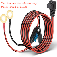 Câble d'alimentation 12V 15A 16AWG SPT-2 2/C en cuivre pur avec fusible 10A, borne annulaire et prise femelle pour réfrigérateur de voiture
