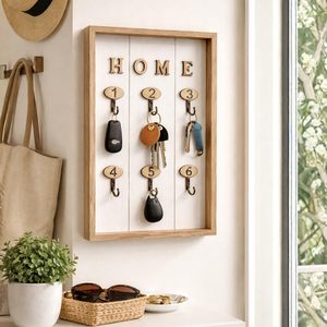 Organizador de llaves de madera para montar en la pared, caja para llaves de 20x30 cm con ganchos para hoteles y alojamientos. - Product Image 6