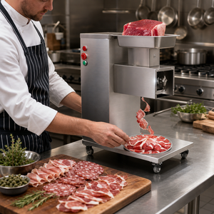 Machine <span class=keywords><strong>de</strong></span> transformation <span class=keywords><strong>de</strong></span> la viande, trancheuse industrielle avec convoyeur pour l'usine agroalimentaire, pour la découpe et le contrôle des portions - Product Image 6