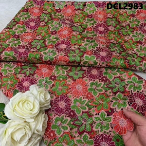 Tela de Encaje de Guipur Floral Multicolor, Encaje de Lujo con Lentejuelas y Pedrería Bordada <span class=keywords><strong>para</strong></span> Vestido de Fiesta de <span class=keywords><strong>Boda</strong></span> Nigeriano Aso Ebi - Product Image 1