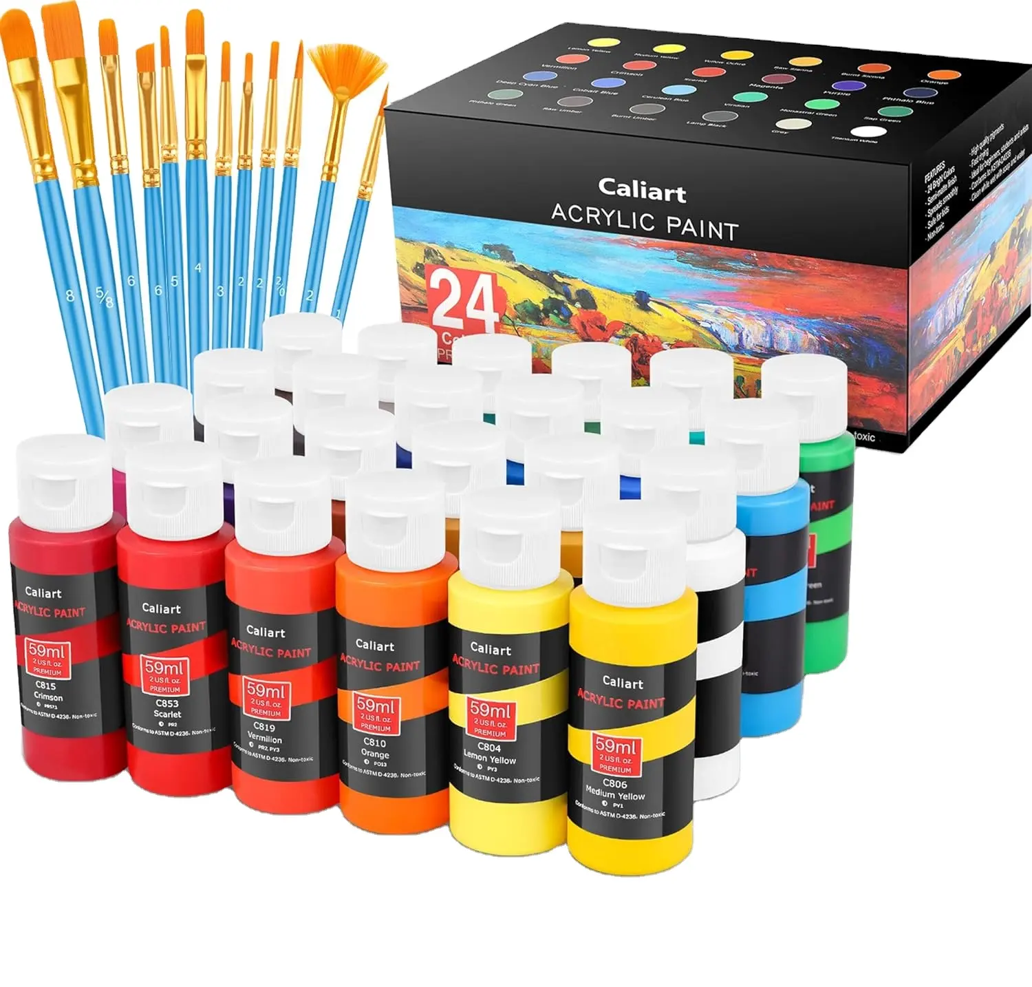 60 ml Acrylic Paint Set 24 Colors Painting Canvas Brushes Price Full Sets Set Acrylic Leather Paints For Shoes