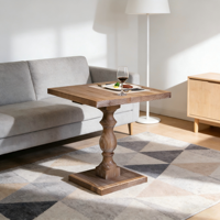 Table basse carrée en bois massif de style américain, plateau de table rétro