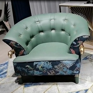 ชุดเฟอร์นิเจอร์ห้องนั่งเล่นทำจากไม้กำมะหยี่พิมพ์ลายเสือดาวด้วยหนังสีขาวทองแดงหรูหราทันสมัย - Product Image 2