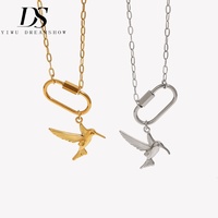 Collier Pendentif Oiseau en Acier Inoxydable Plaqué Or Dreamshow avec Fermoir à Fil, Chaîne Breloque, Bijoux de Mode en Gros