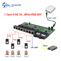 리버스 POE 스위치 10/100/1000M 기가비트 이더넷 스위치 8 RJ45 Lan UTP 2 SC 광섬유 포트 RPOE 스위치 PCB 보드 미디어 컨버터