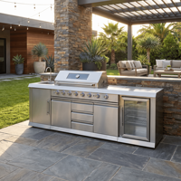 Cuisine extérieure modulaire en acier inoxydable au design moderne OEM/ODM, anti-rouille, avec barbecue pour patio et jardin