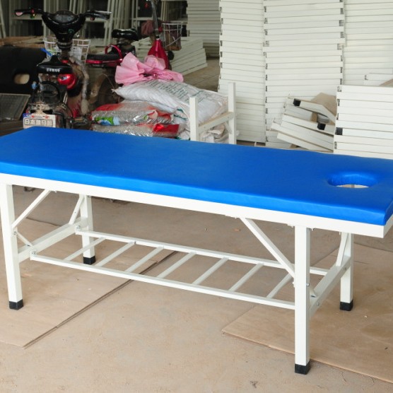 Table de massage avec étagère de rangement bleue