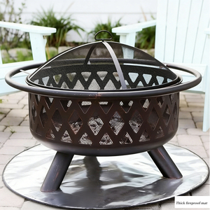 Tapis <span class=keywords><strong>de</strong></span> protection pour foyer extérieur épais, résistant à la chaleur, en <span class=keywords><strong>aluminium</strong></span>, silicone, fibre <span class=keywords><strong>de</strong></span> verre et coton - Product Image 1