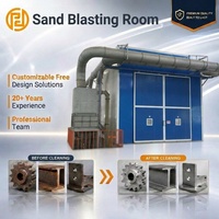 Cabine de sablage sur mesure pour grandes pièces, élimination de la rouille avec récupération d'abrasifs et collecte de poussière, certifiée CE