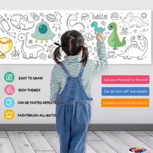 Customize New Kids Painting Sticker Children's Drawing Roll Art Painting DIY Wall Rolls Toddler Sticky Coloring Sheets