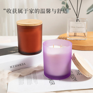 Frosted Wooden Lid Scented Candle Cylinder Soy Wax Long Lasting Fragrance Indoor Bedroom Use Minimalist Style Gift - Product Image 3