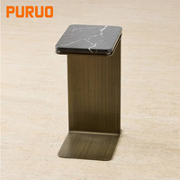 Table d'appoint élégante noire de style nordique moderne avec pieds en métal, finition mate brossée, pour salon, salle d'attente ou réception