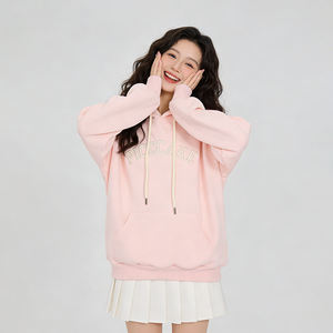 <span class=keywords><strong>Sweat</strong></span>-shirt à <span class=keywords><strong>capuche</strong></span> décontracté pour <span class=keywords><strong>femme</strong></span>, en jersey de haute qualité, anti-rétrécissement, avec lettres brodées contrastées, fabriqué en usine, pour l'automne - Product Image 5