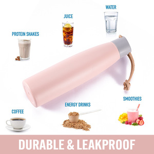 Bouteille d'eau isotherme en acier inoxydable à double paroi de 500 ml, bouteilles d'eau de sport pour l'extérieur avec couvercle portable - Product Image 4