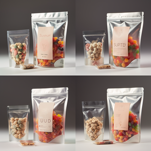 Custom Printed Half Silver Half Clear Candy Resealable Bags Stand Up Zipper Seal Pouches Plastic Mylar Bags For Food Packaging