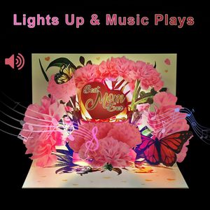 การ์ดวันแม่สำหรับคุณแม่มีซองจดหมายและโน้ตการ์ดเพลงและกระดาษเบาๆช่อดอกไม้ดอกคาร์เนชั่น3D ป๊อปอัพ - Product Image 5