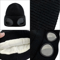 Bonnet de ski épais et doublé polaire pour homme et femme, avec protection anti-vent et anti-UV, style aviateur, en tricot thermique