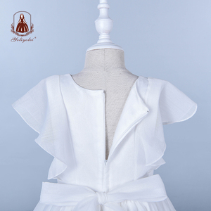 Abito da principessa abbigliamento per bambini festa di nozze manica corta pizzo <span class=keywords><strong>bianco</strong></span> lungo Fluffy Girl Toddler Princess Dress per bambine - Product Image 5