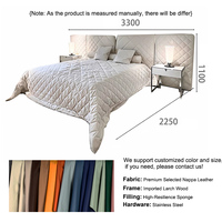 Ensemble de chambre à coucher en cuir véritable crème doux avec lit capitonné pour villa moderne – Personnalisation complète de meubles pour toute la maison