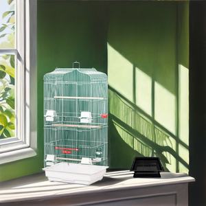 Cage à oiseaux en métal avec roues et perchoir, volière d'élevage pour perroquets, pigeons et autres animaux de compagnie, en fer - Product Image 5