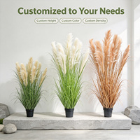 Grande Herbe de la Pampa Artificielle Naturelle et Volumineuse de 150 cm, Plante en Pot Effet Plume pour la Décoration de Villas de Luxe, Entrées et Consoles