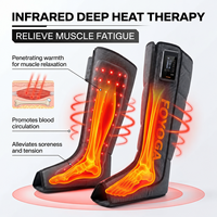 Bottes de massage électrique à compression d'air pour les jambes, 6 chambres, 3 modes, batterie rechargeable, thérapie par lumière rouge pour la récupération des mollets et des pieds