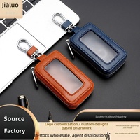 Nouvel étui à clés zippé en PU haut de gamme avec fenêtre miroir pour hommes et femmes ; Porte-clés de voiture universel vintage exquis Modèle BE-508