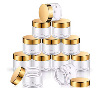 Cosméticos Alimentos para mascotas Plástico transparente 100mL-500ml Tarro con tapa chapada en oro para crema facial Tarro de almacenamiento sellado 250ml 300ml - Product Image 1