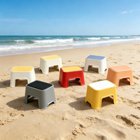Tabouret bas antidérapant épaissi pour enfants, idéal pour la maternelle, la maison, le salon et la salle de bain – Petit pouf carré en plastique