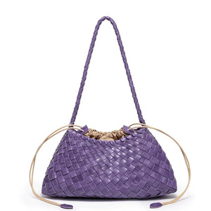 Bolso de Hombro Cruzado de PU para <span class=keywords><strong>Mujer</strong></span> con Cordón Trenzado, Bolso de Mano de Moda con Logotipo Personalizado, Bolso Tote de PU Tejido - Product Image 5