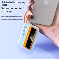 Nouvelle batterie externe à charge ultra-rapide 22,5 W avec câble intégré, grande capacité 10000 mAh, sortie multi-ports USB, portable
