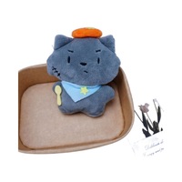Porte-clés en peluche super doux avec loup gris de dessin animé mignon et mouton paresseux, rembourrage en coton PP, adorable jouet couineur