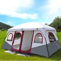 Tente familiale 2 chambres 1 salon, grande tente de camping portable imperméable et coupe-vent pour 3-4 personnes, double couche, quatre saisons
