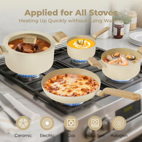 Panci masak antilengket, panci masak Modern Pro 17 buah tutup dapur luar ruangan induksi sehat Aluminium ringan Oven aman
