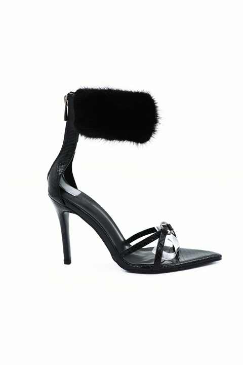 Furry Strap Heels
