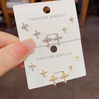 Ensemble de boucles d'oreilles en zircon plaqué or 18 carats Resoul, boucles d'oreilles religieuses chrétiennes S925, petites boucles d'oreilles à clous pour femmes