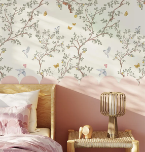 Mural <span class=keywords><strong>de</strong></span> Bosque en Acuarela Delicado, Tonos Pastel Suaves con Pájaros y Flores <span class=keywords><strong>para</strong></span> Cuarto <span class=keywords><strong>de</strong></span> Niños, <span class=keywords><strong>Papel</strong></span> Tapiz Autoadhesivo - Product Image 3