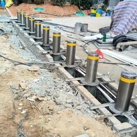 Barrière de stationnement télécommandée, bollard de sécurité rétractable automatique avec LED