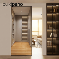Porte coulissante intérieure moderne en aluminium blanc et verre, style grange, pour séparation de pièce (salle de bain, chambre et salon)