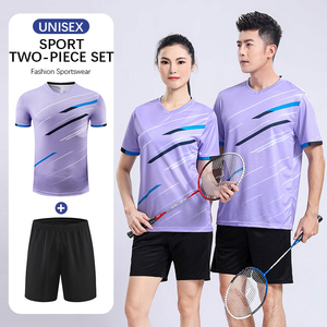Conjunto de Ropa Deportiva de Bádminton de Secado Rápido, Traje de Tenis para Adultos, Hombres y Mujeres, Personalizado, Transpirable, Jersey de Entrenamiento Profesional de Manga Corta - Product Image 2