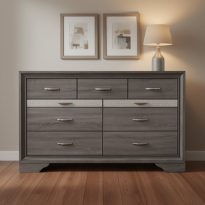 Cómoda Ryder Sparkle Grey de 8 cajones, mueble contemporáneo de madera para vestidor - Product Image 2
