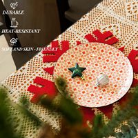Ensemble de sets de table et de sous-verres en feutre rouge flocon de neige de Noël, 13"+5" Décoration de table de Noël en feutre de laine