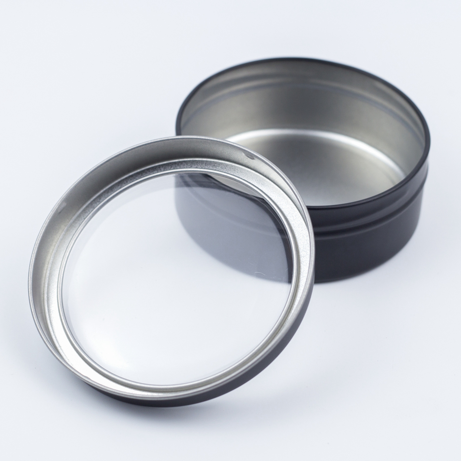 Персонализированные круглые пустые металлические жестяные банки 8 унций из черного пвх для конфет и тортов с крышками, Упаковочная банка