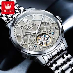 Montre Homme Automatique Squelette de Luxe OLEVS 6668, Mouvement de Marque Supérieure, Cadran Romain, Calendrier, Étanche, pour Hommes d'Affaires - Product Image 6