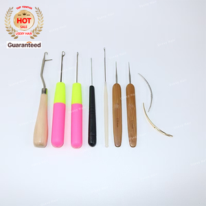 Aiguilles à crochet en <span class=keywords><strong>bois</strong></span> pour tubes en cuivre Euro Micro perles et micro anneaux en silicone outils d'<span class=keywords><strong>installation</strong></span> d'extension de cheveux - Product Image 1